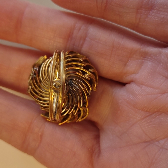 Mabe pearl 18kt Yellow Gold Ring, diamonds, estate Ring vintage - Picture 9 of 16